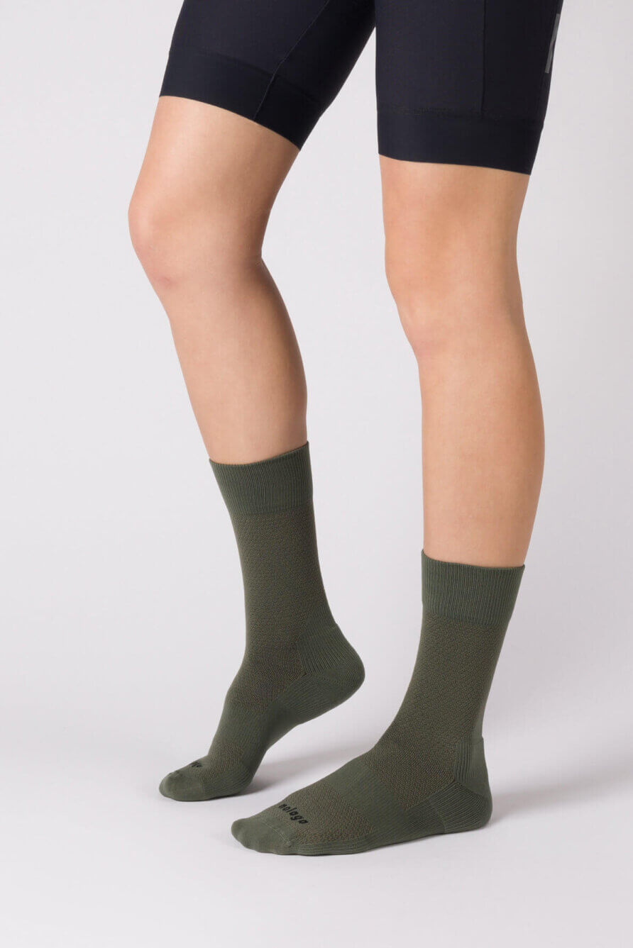khaki green nologo gravel cycling socks